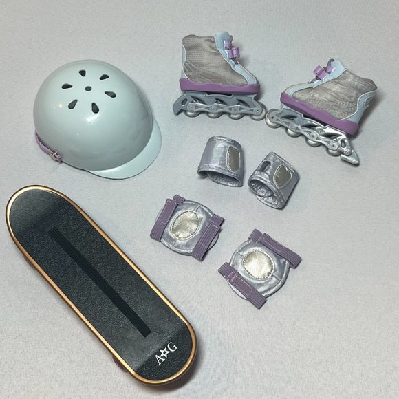 American Girl Doll Skate Board/Roller Skate Set